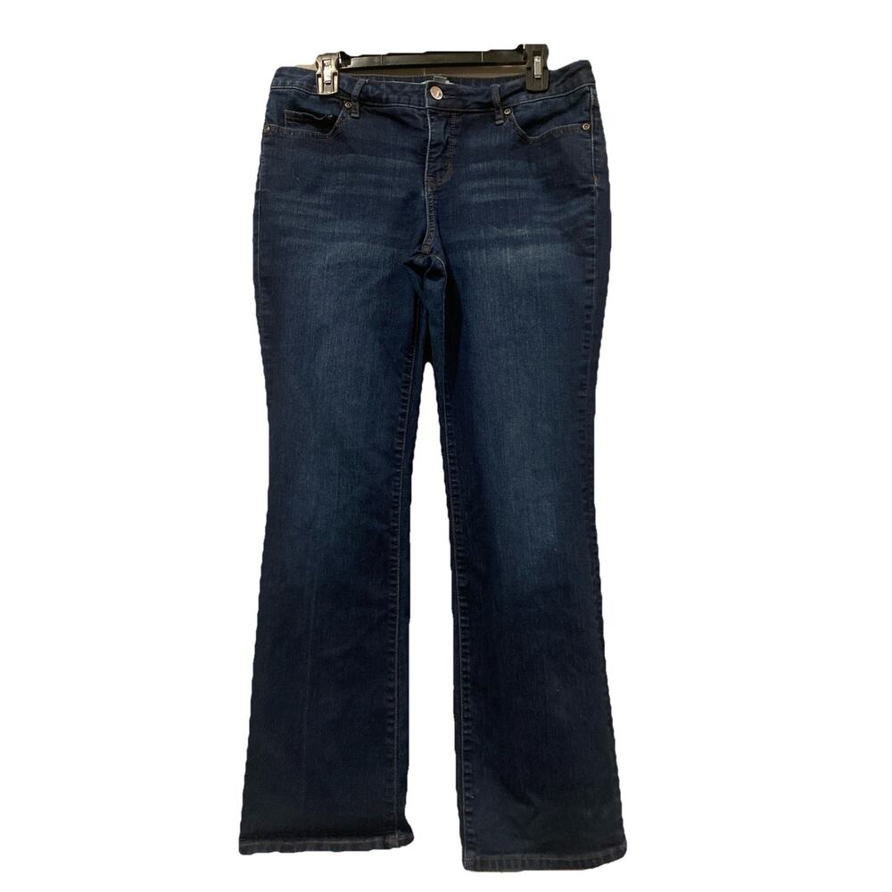 New York & Company size 12 Mid Rise Straight Leg Dark Blue Jeans Size 12 Petite